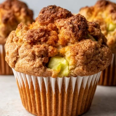 Healthy apple cinnamon muffins baked and ready to eat