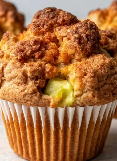Healthy apple cinnamon muffins baked and ready to eat
