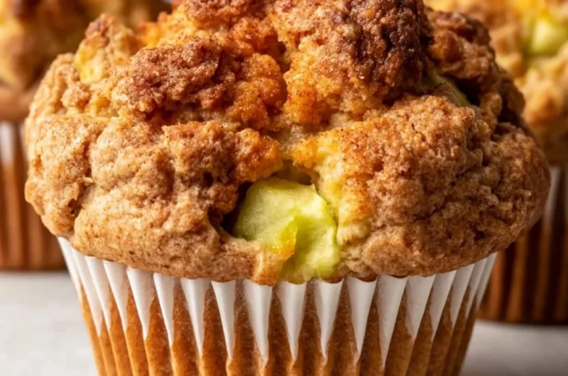 Healthy apple cinnamon muffins baked and ready to eat