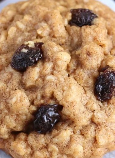 Healthy oatmeal raisin cookies on a plate, made with wholesome ingredients.